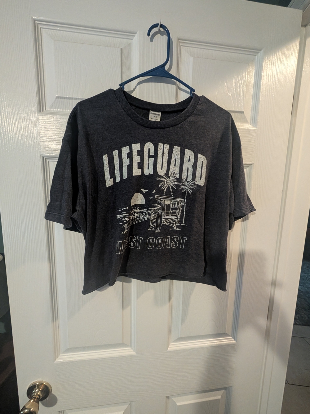 No Boundaries Navy Lifeguard West Coast Graphic Crop Top